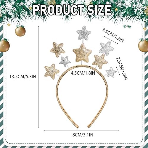 Miniatura 2 de Diadema con estrellas de aleación dorada para mujeres, niñas, niños, accesorio para el cabello de fiesta para princesa, festival de vacaciones,