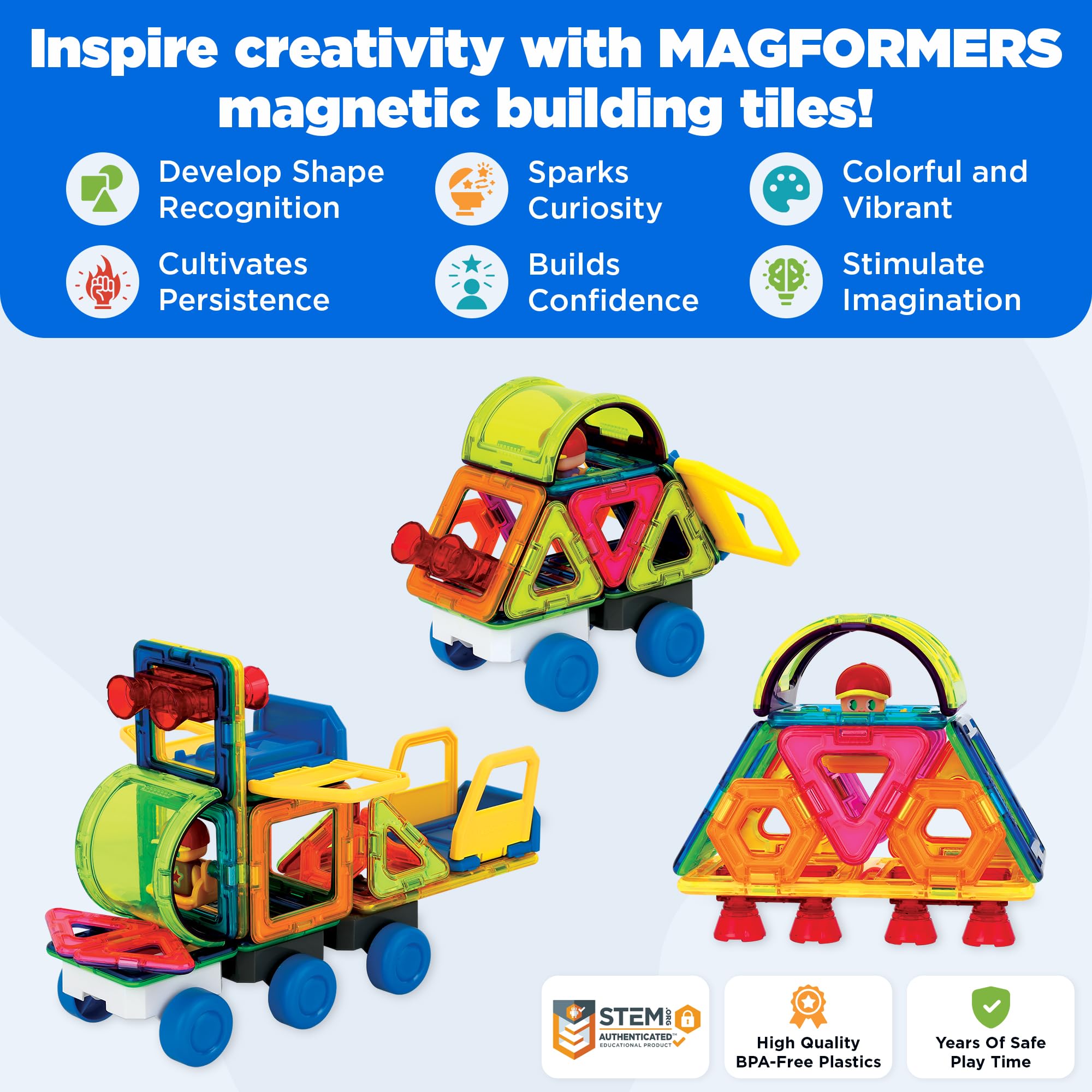 Magformers City Go magnetic construction set. Make Cars, Lorries, Trains and Trams, Multicolor - Image 2