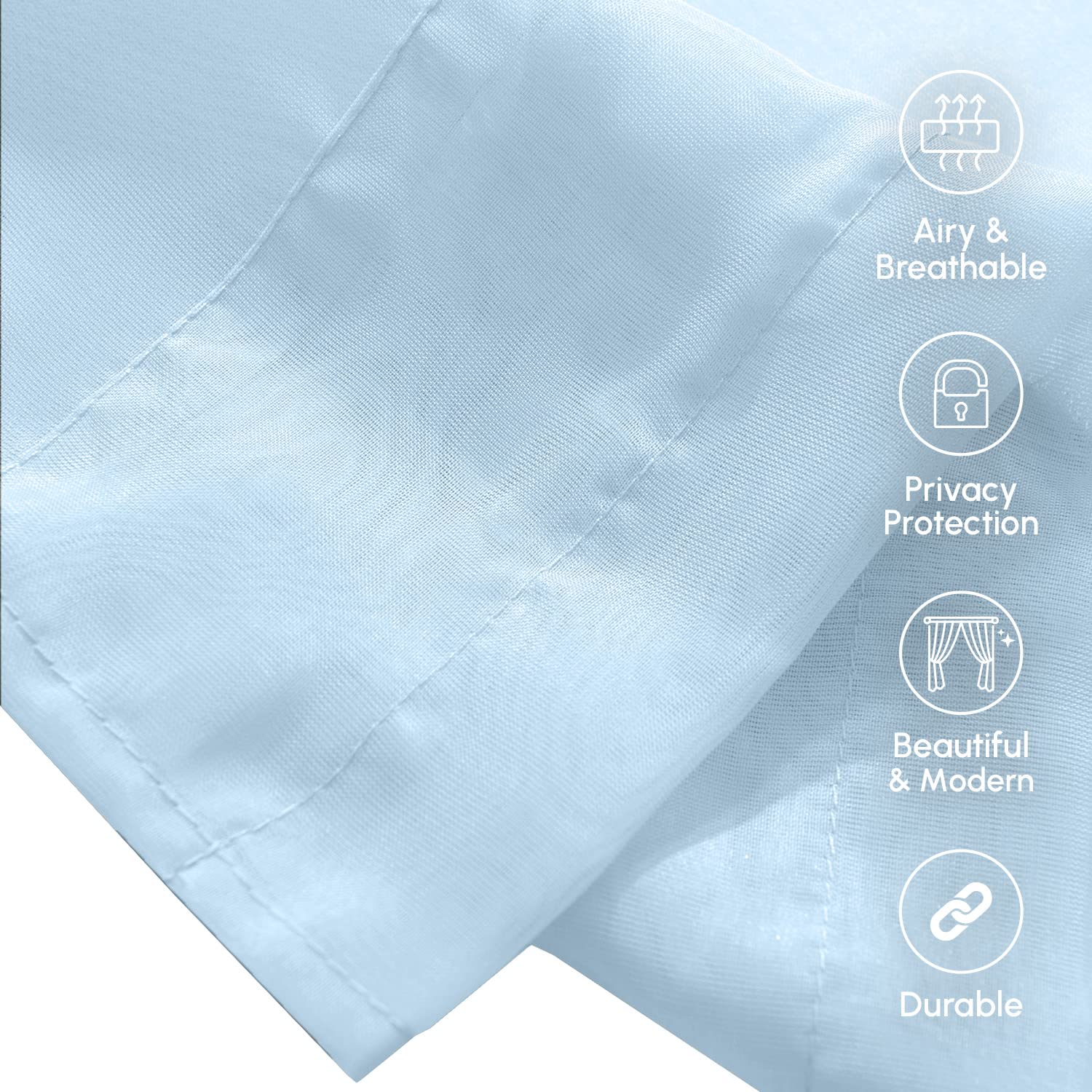 Elegant Comfort 2-Piece Sheer Panel with 2inch Rod Pocket - Window Curtains 60-inch Width X 84-inch Length - Light Blue - Image 4