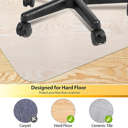 Miniatura 3 de SUPER DEAL Tapete de oficina mejorado de 48 x 36 pulgadas con labio, tapete resistente para silla de escritorio de oficina para suelo de madera dura
