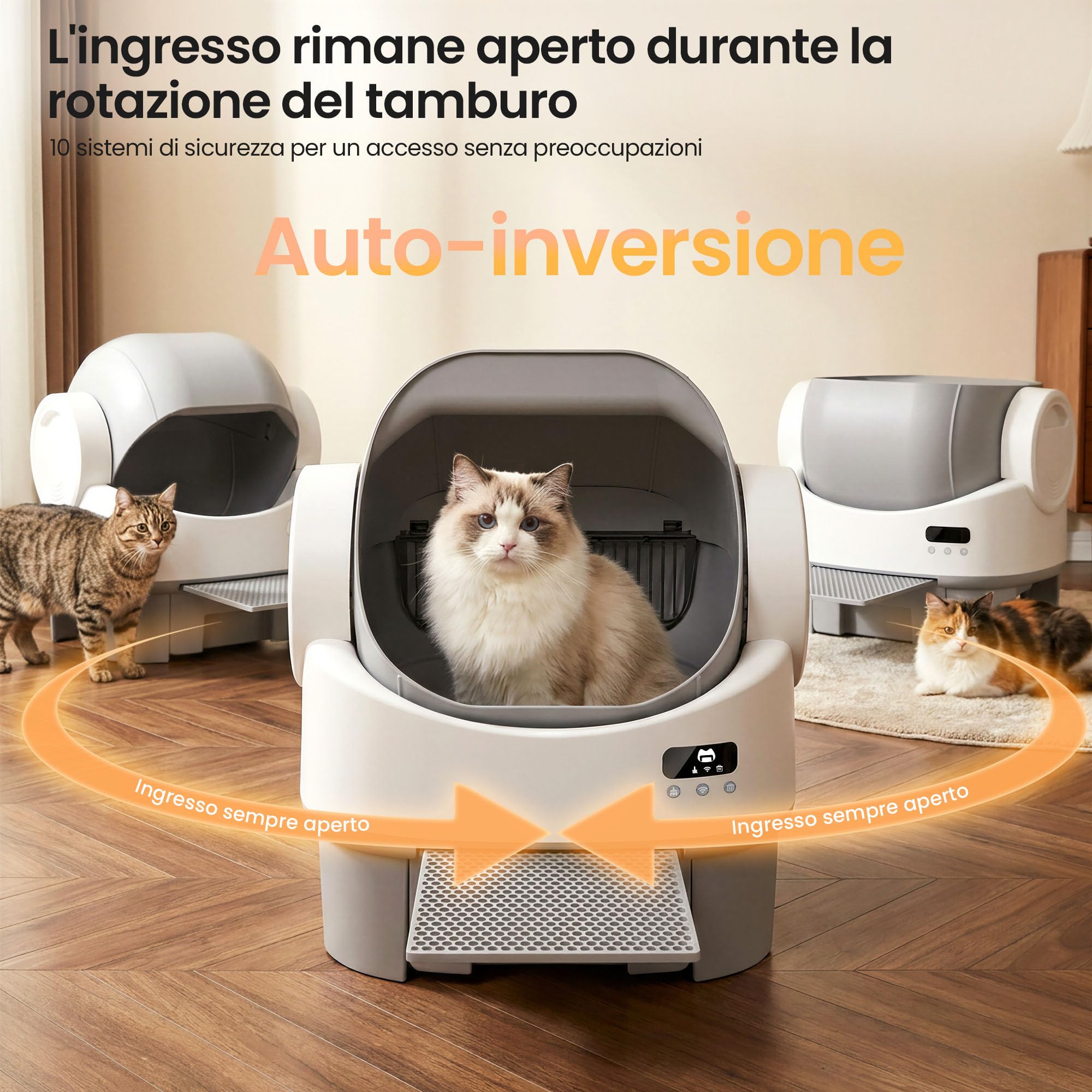 JUMMICO Lettiera per Gatti Autopulente Automatica, Controllo Tramite APP, 6 Sensori di Sicurezza, Cassetto Rifiuti da 12L (Fino a 15 Giorni Senza Pulizia), Design Aperto XXL ad Alta Capacità