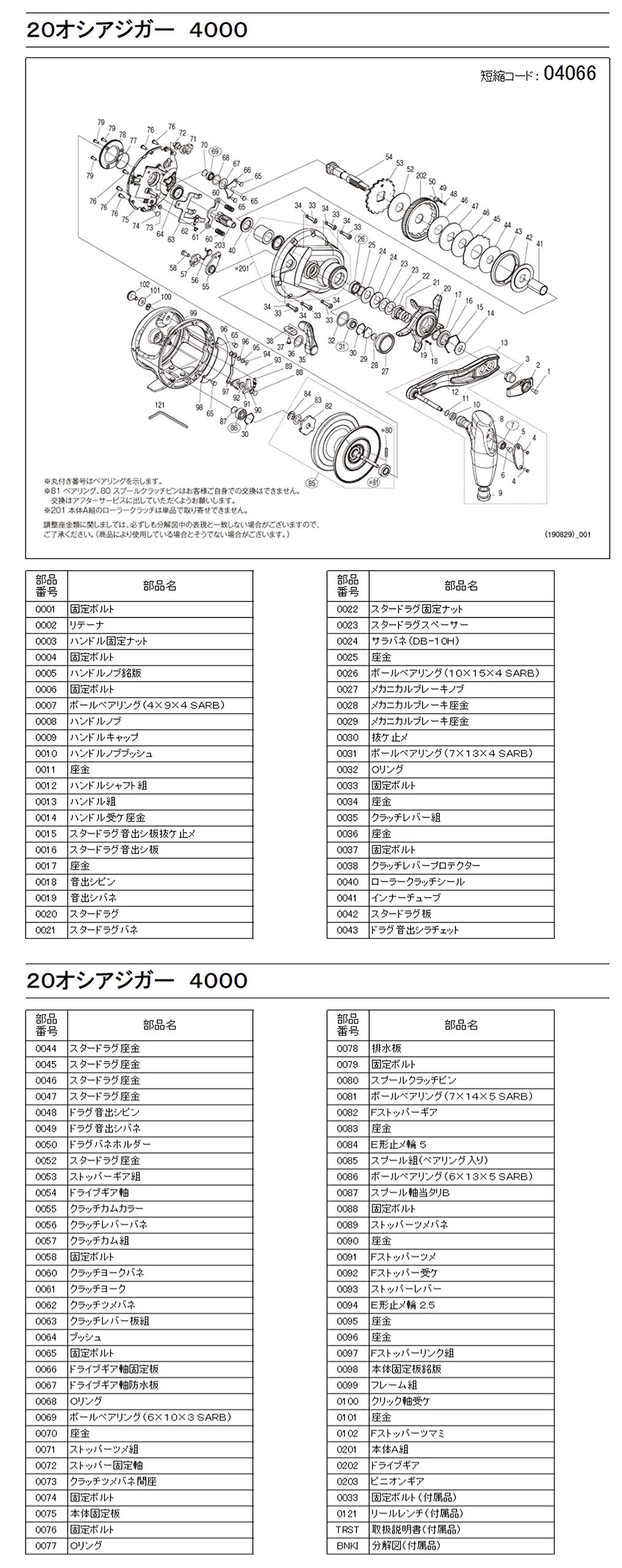 Amazon | 純正パーツ 20 オシアジガー 4000 ハンドル組 パートNo 100G9
