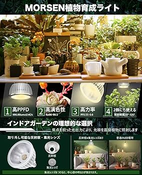 morsenの植物育成LED 7個 Amazon.co.jp: MORSEN LED植物育成ライト 80W相当 暖色 E26口金