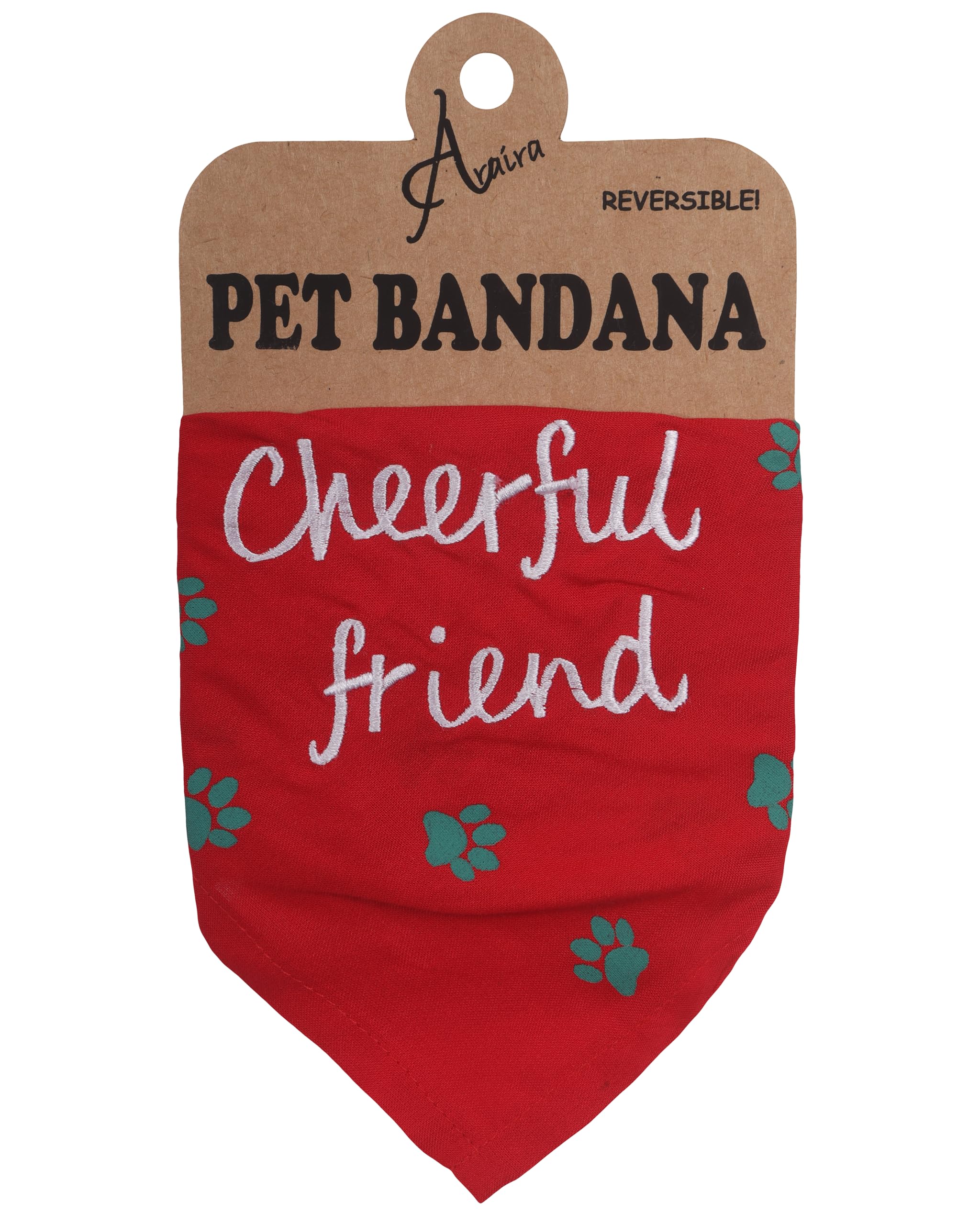 Araira Revesible Cheerful Friend & Wiggle Butt Sentiment on Opposite Side, Pet Bandana Cherry Red with Paw Print Design Size 16"x16" fits 20" Neck (B0CQJ21Q4Z) Amazon Price History, Amazon Price Tracker
