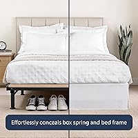 Vista 7 de Falda de cama a medida de hotel de lujo, pliegues de caja, caída de 14 pulgadas, tamaño individual, color blanco