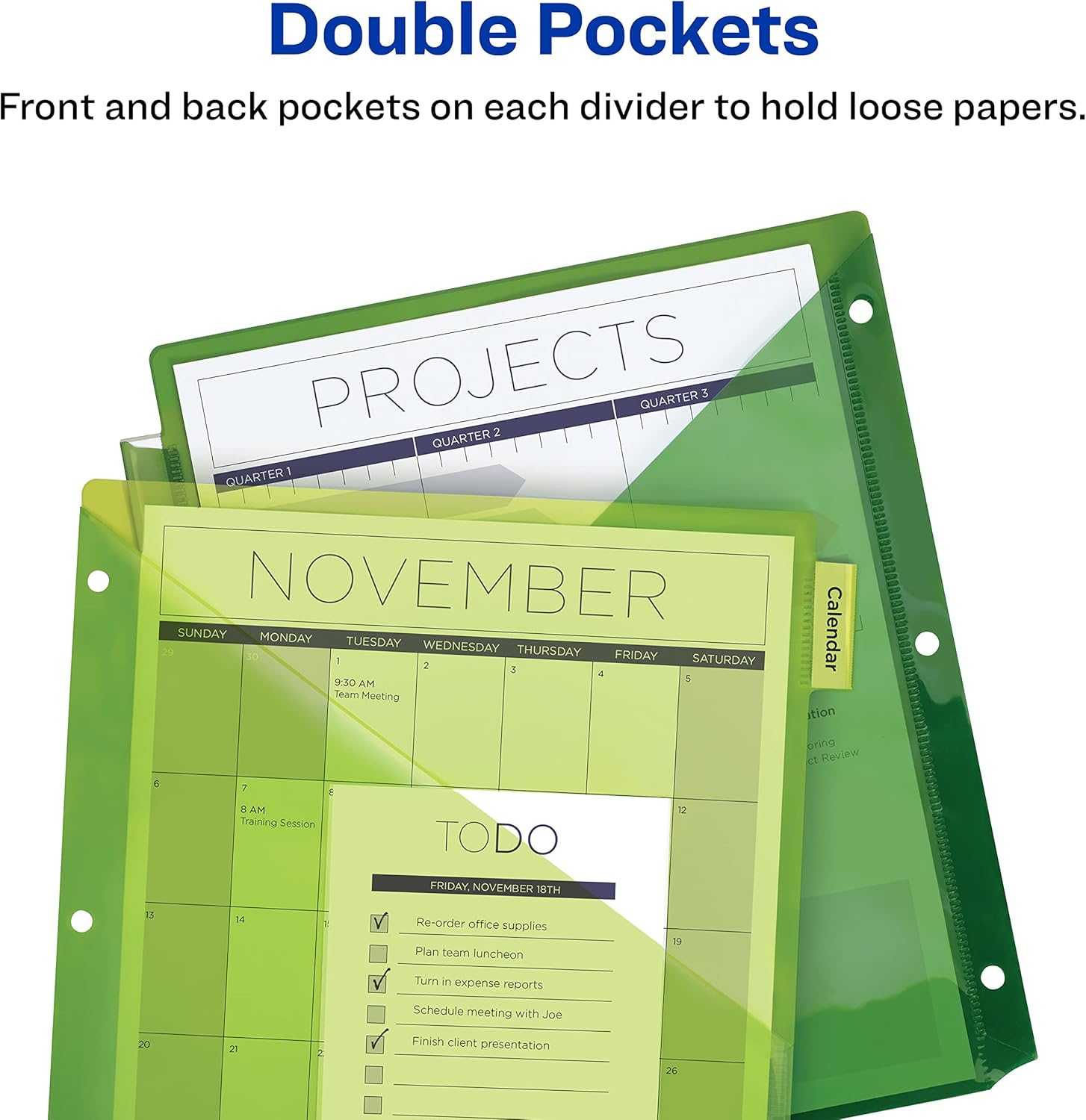 Avery Dividers for 3 Ring Binders, 8-Tab Two-Pocket Plastic Binder Dividers, Multicolor (24 Sets of 11907)