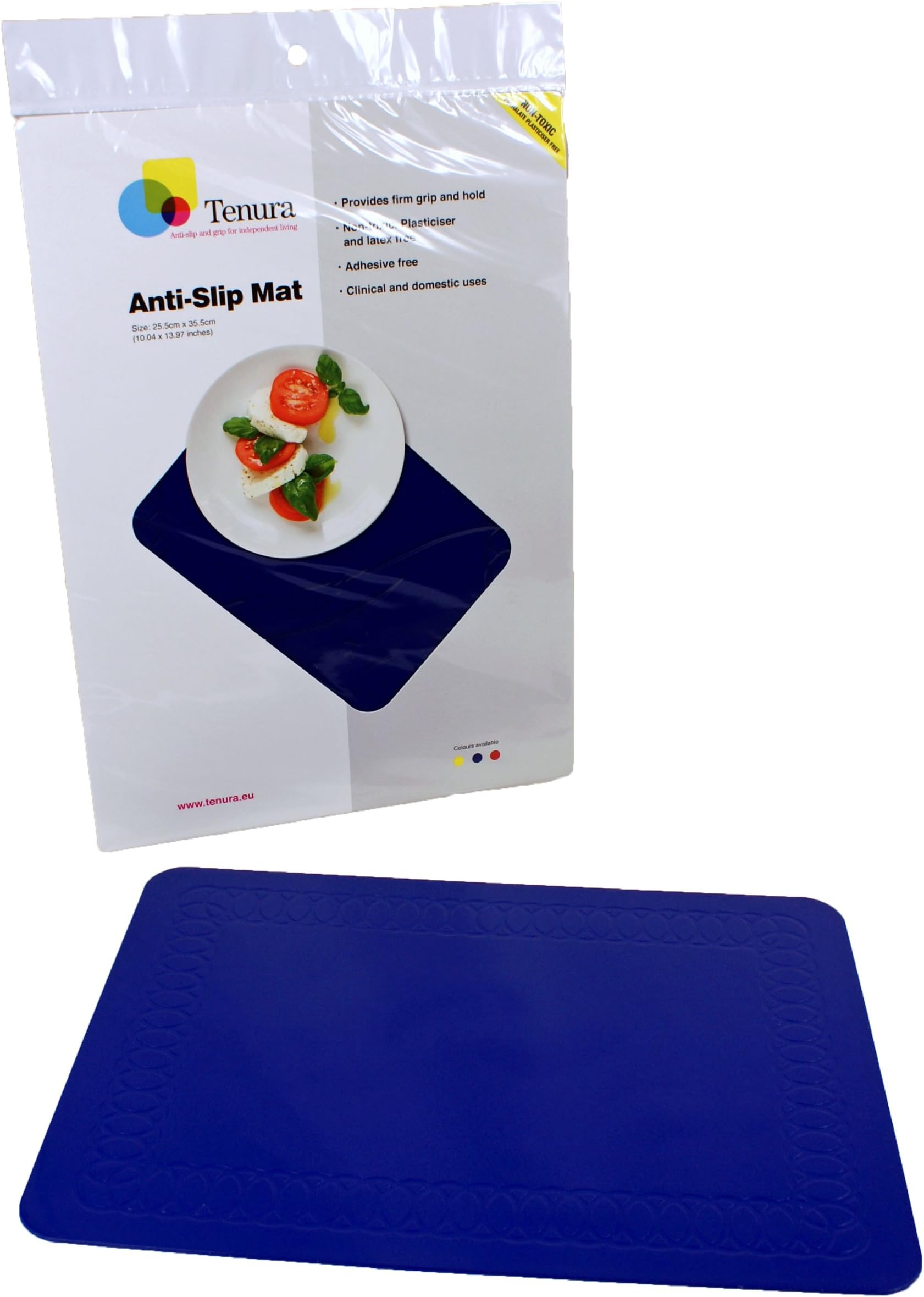 Tenura Silicone Rubber Non Slip Rectangle Tablemat 35cm Length x 25cm Width Blue