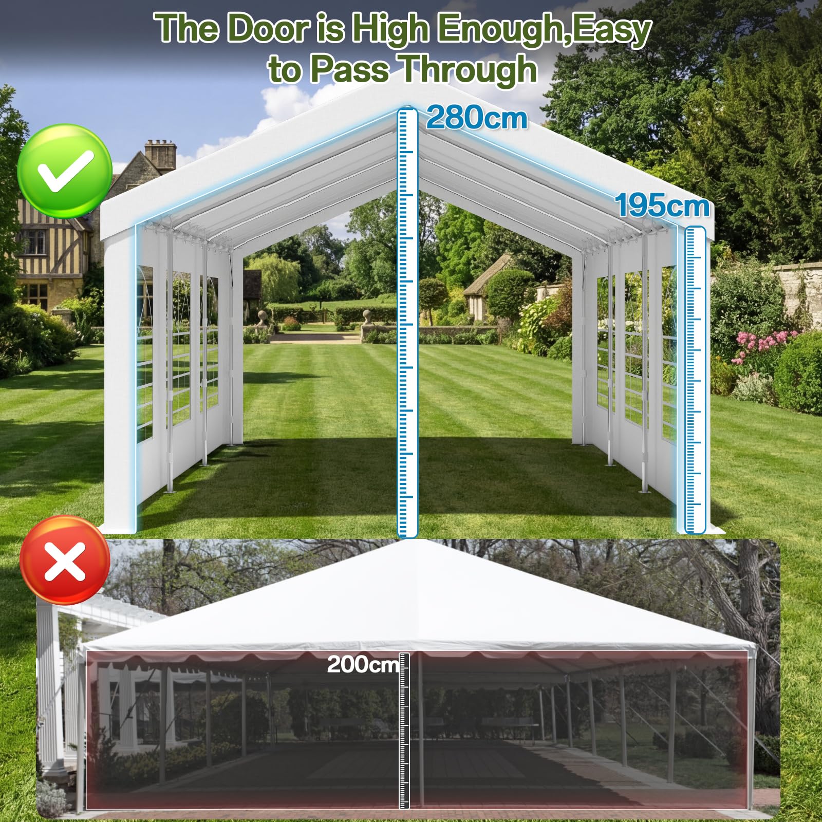 JUMMICO Gazebo Esterno Resistente UV 50+, Tendone per Feste 4x6, Gazebo da Giardino Impermeabilizzazione, Tendone da Esterno per Matrimoni, Feste, Raduni, Riunioni in Giardino, Bianco