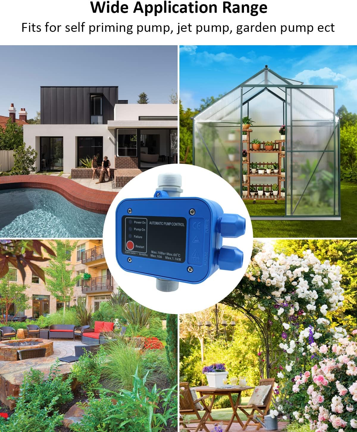 Water Pressure Switch, 110V Automatic Electronic Switch Control Water Pump Pressure Controller for Water Pump Blue