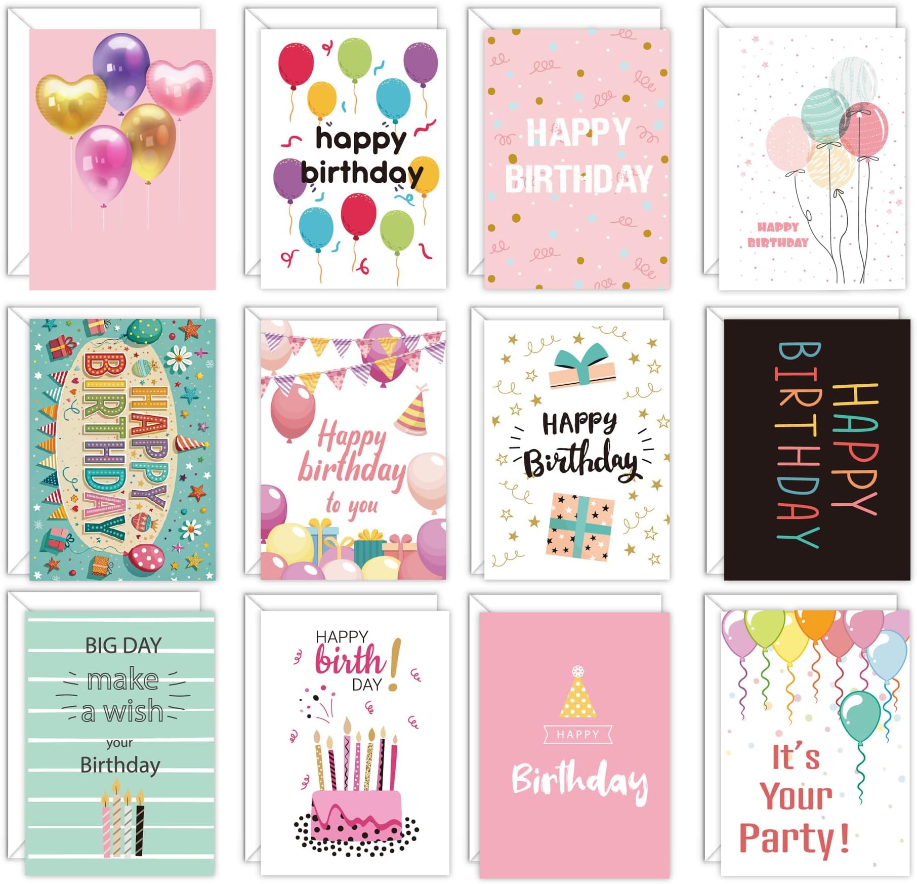 Birthday Greeting Cards Set – Blank Cards with Envelopes for Handwritten Messages, Celebrations & Creative Gifting | Party & Craft Card Collection – Playful Design Style