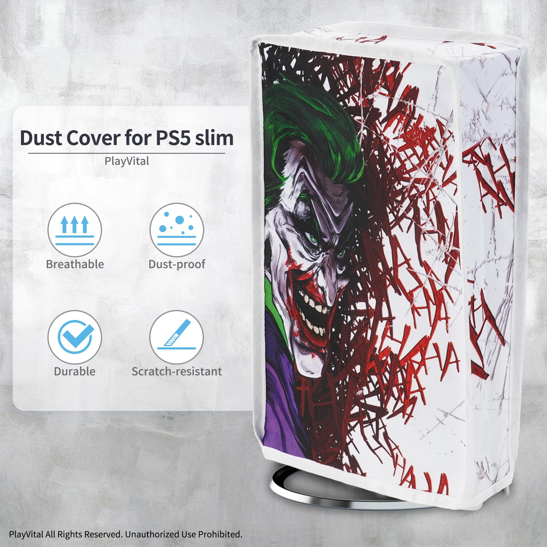 PlayVital Cover Antipolvere per ps5 Slim Digital Edition, Copertura Protettiva Impermeabile in Nylon per Console Verticale, HAHAHA
