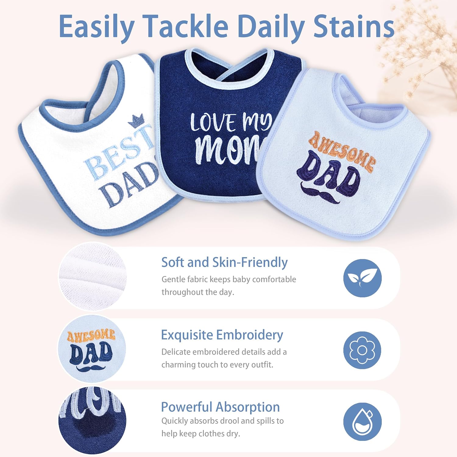 9 Pack Baby Bibs for Drooling and Teething for Boys and Girls image 4