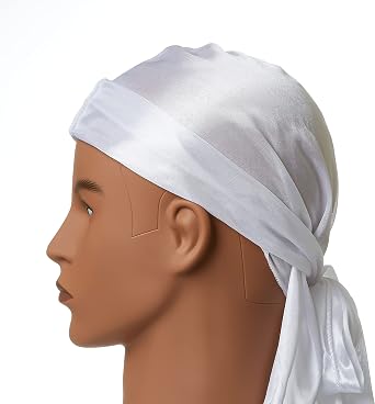 Red by Kiss Silky Satin Durag Premium Smooth Silky Durag for Men & Women 360 Waves Headwraps (White)