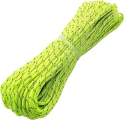 1.8mm Fluorescent Reflective Guyline Tent Rope Camping Cord Paracord,65 Feet
