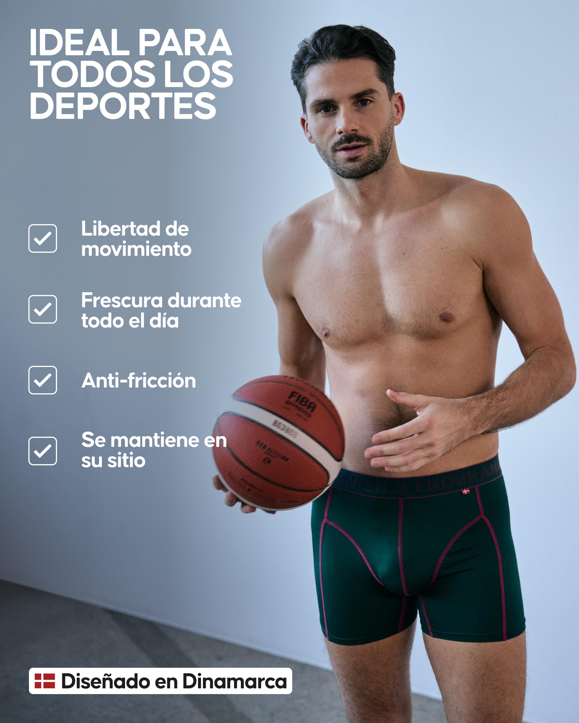 DANISH ENDURANCE Calzoncillos Hombre Boxer Deportivos, Ajustados y Transpirables, Ropa Interior Deportiva Hombre, Pack de 3