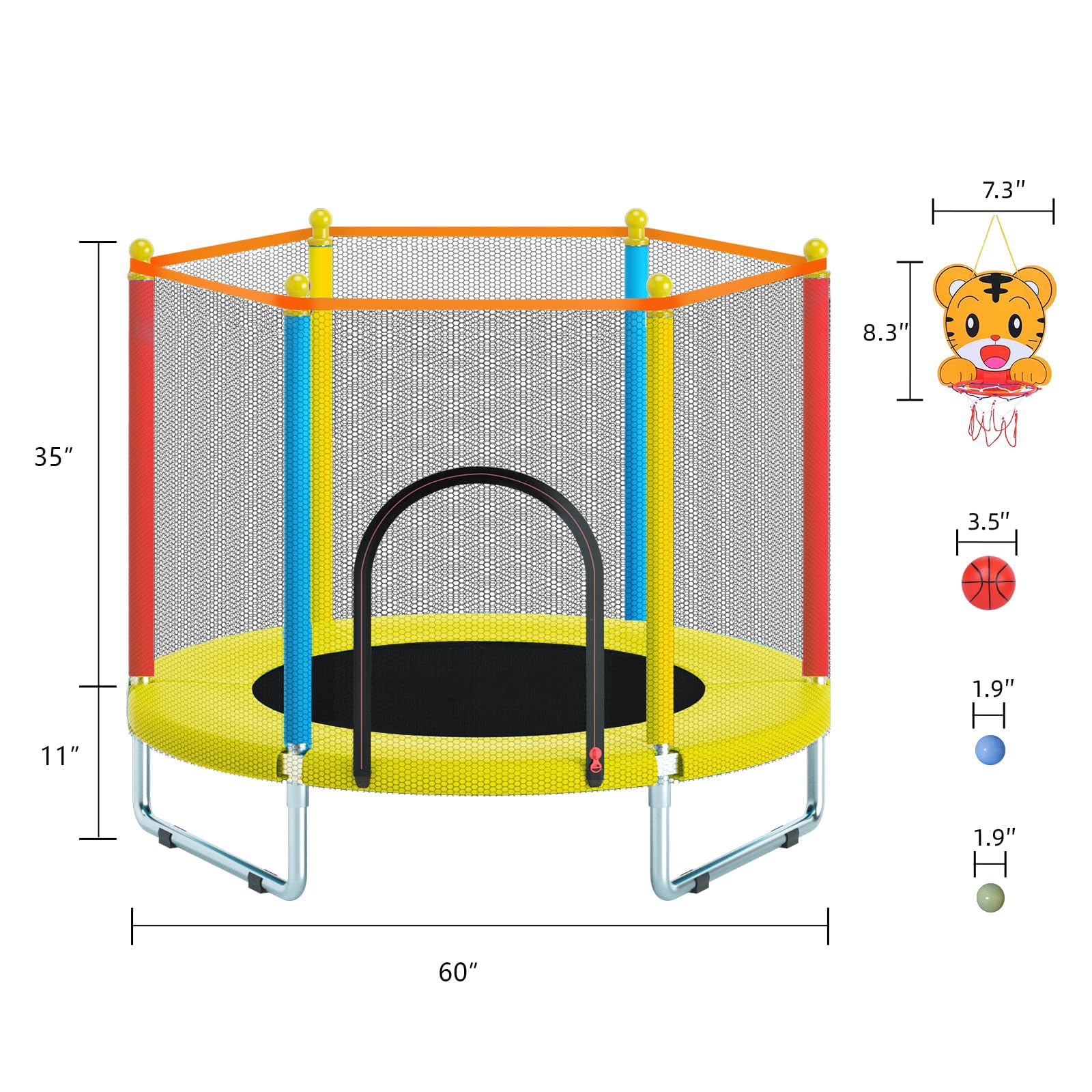 Yelloosport Trampolino Elastico Diametro 366 cm Blu da Giardino per Bambini e Adulti - Tappeto