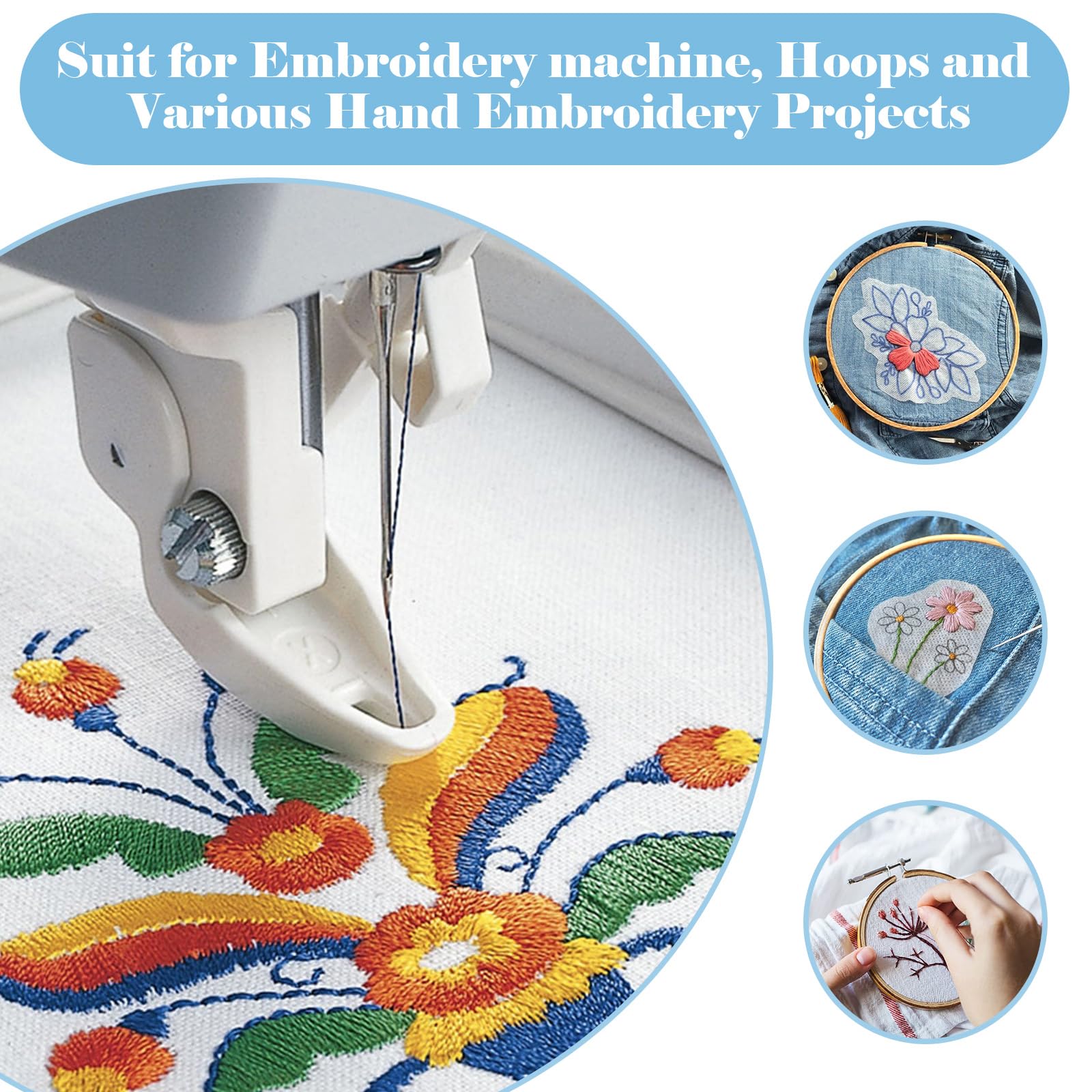 Stabilisateur De Broderie Auto-Adhésif Soluble à L'Eau - 24 Feuilles A4 - Pour Broderie Main Et Machine