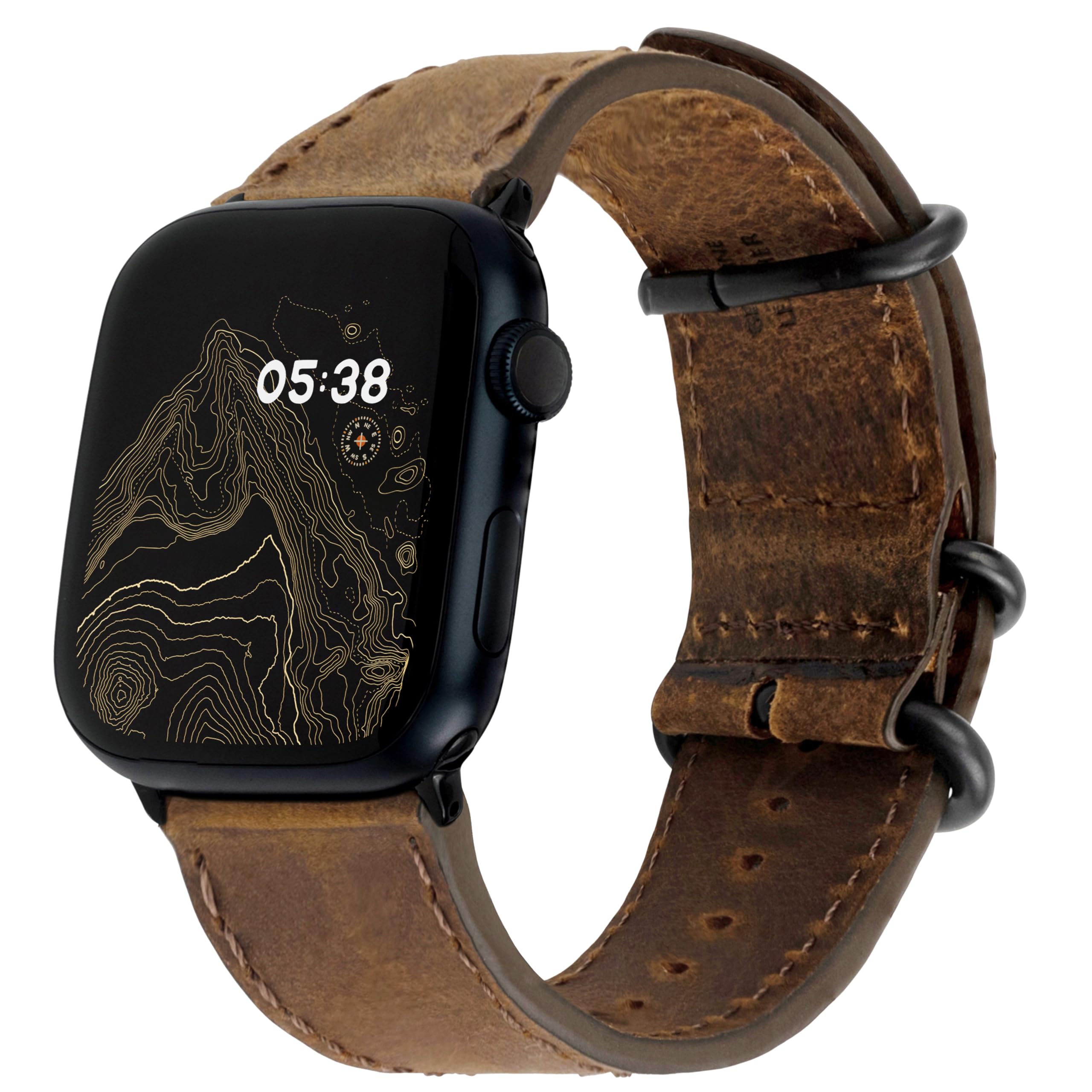 CARTERJETT Genuine Leather Band Compatible with Apple Watch 42mm 41mm 40mm Band - Men Women - Watch Band for iWatch Series 10 & All Models (Vintage Brown)