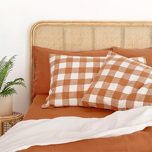 Miniatura 6 de Juego de 2 fundas de almohada de lino a rayas, 20 x 30 pulgadas, tamaño estándarqueen, 100% lino natural francés, fundas de almohada de lino suave,