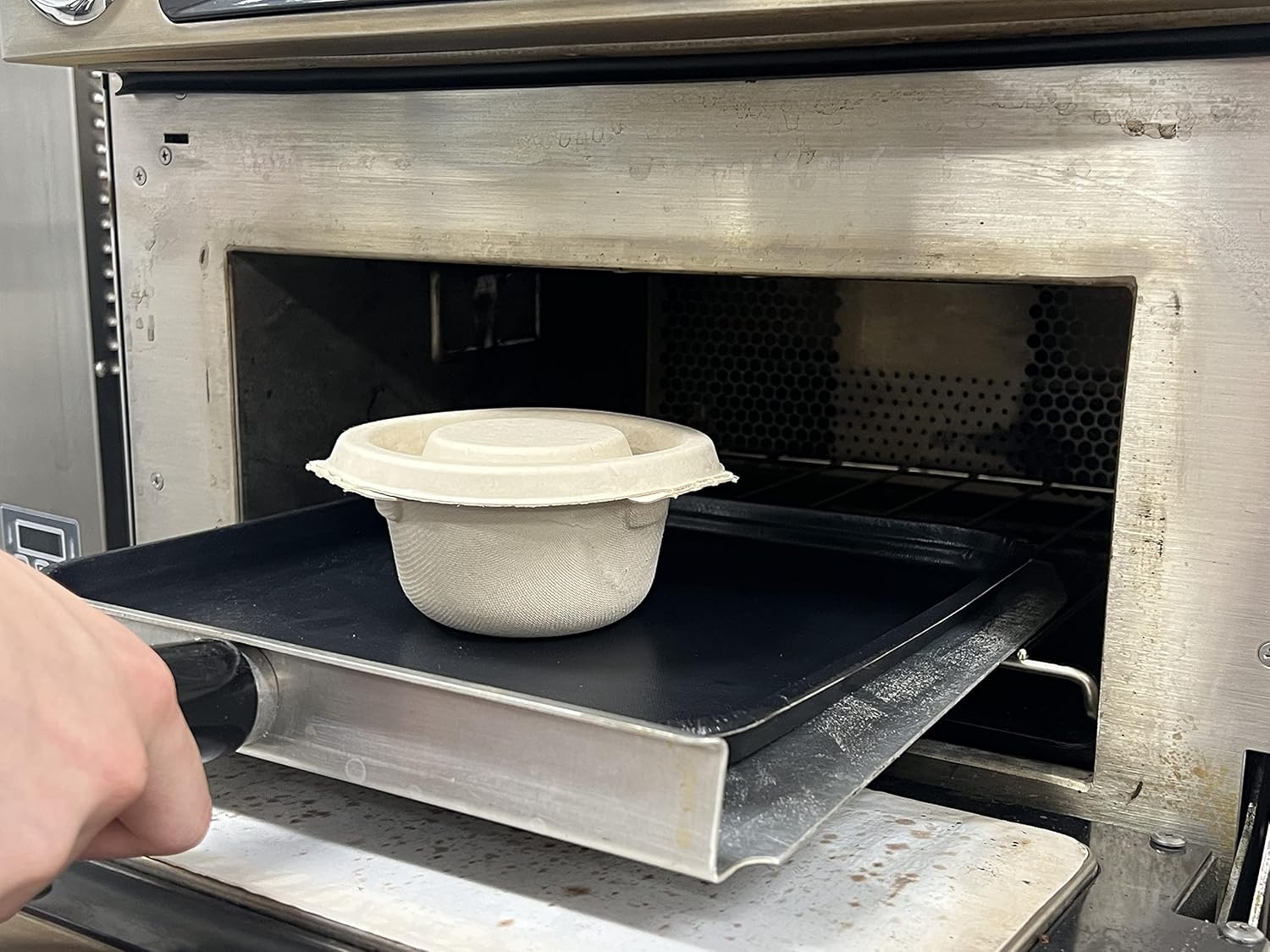 Rapid Cook Oven Bowls with Lids (100 Pack) - Grab-N-Go - Fiber-Based, Leak Proof, High-Temperature TurboChef, MerryChef, ACP, Lainox, Hatco - PATENTED (1, 16 Oz Bowl - 5.3"(D) x 2.5"(H))