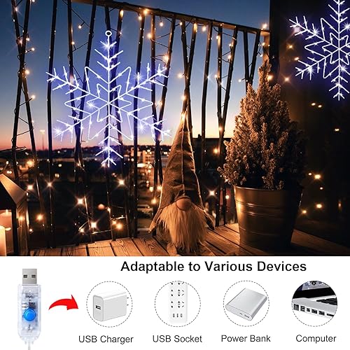 Miniatura 9 de Luces de ventana de copo de nieve de Navidad, 12 pulgadas, 72 LED, 8 modos de iluminación, luces de copo de nieve blancas frías con temporizador de