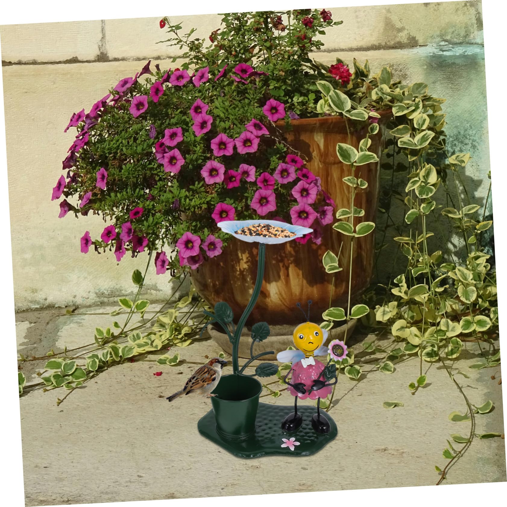 Toddmomy 2pezzi Mangiatoia Esterna per Uccelli Decorativa per Giardino e Casa Scultura Ornamentale Resistente Piatto per Cibo per Cortile Prato e Finestra