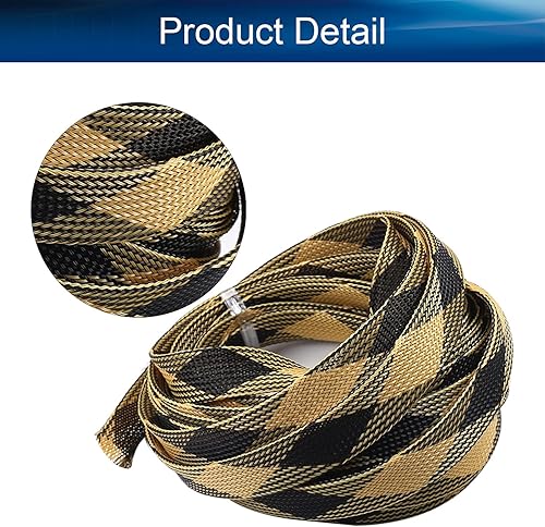 Miniatura 4 de Bettomshin 1 funda de gestión de cables, 0.197 x 0.630in (largo x ancho), protector de cable PET negro y amarillo, tubo de telar de alambre, funda