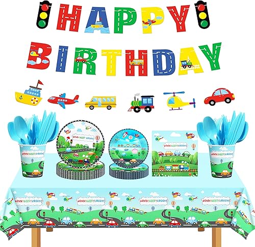 Decoración de fiesta de cumpleaños de transporte