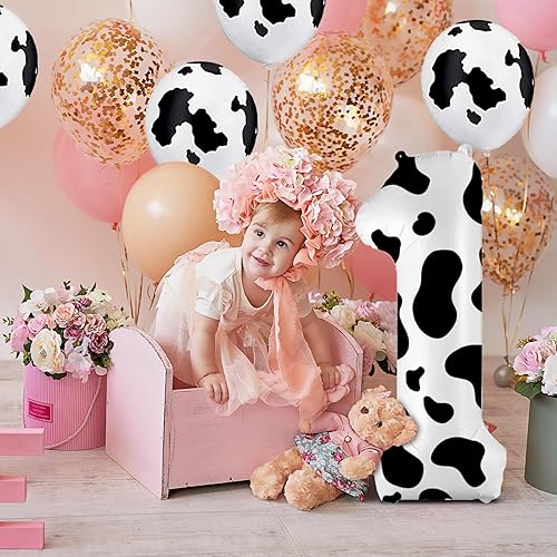 Miniatura 5 de Globo número 4 de 40 pulgadas con estampado de vaca, globos de aluminio con números grandes para fiesta de cumpleaños, baby shower, primera fiesta