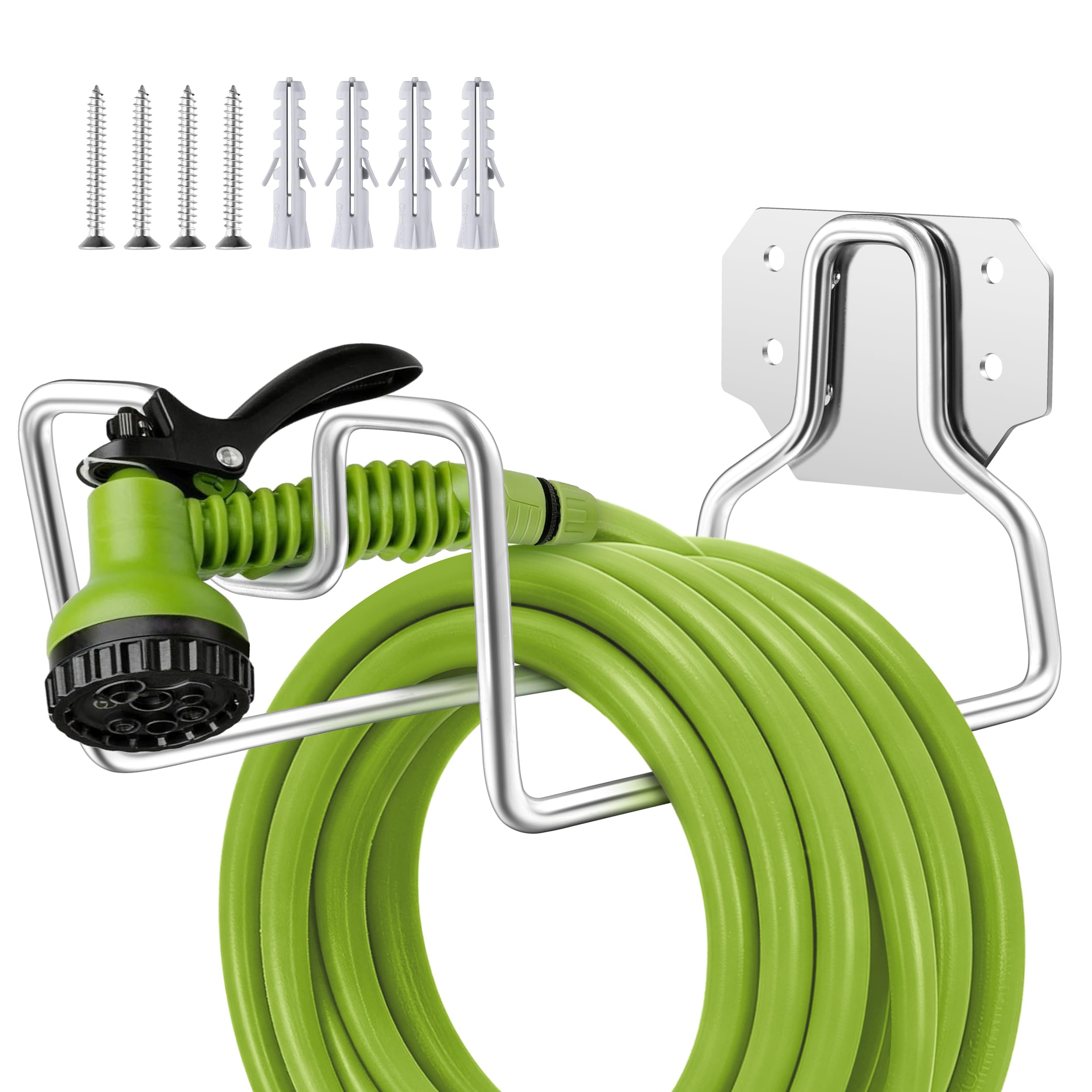 HaSteeL 18/0 Stainless Steel Wall Mount Garden Hose Holder for Outside, 1PC