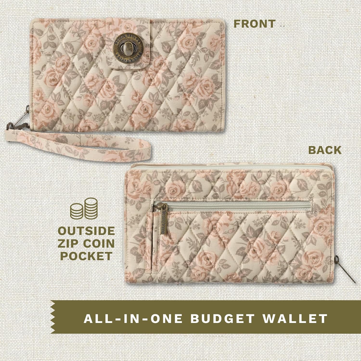 Bella Taylor Cash System Wallet for Envelope Budgeting - RFID Protected - Cash Stuffing Wallet with Detachable Wristlet - Image 4