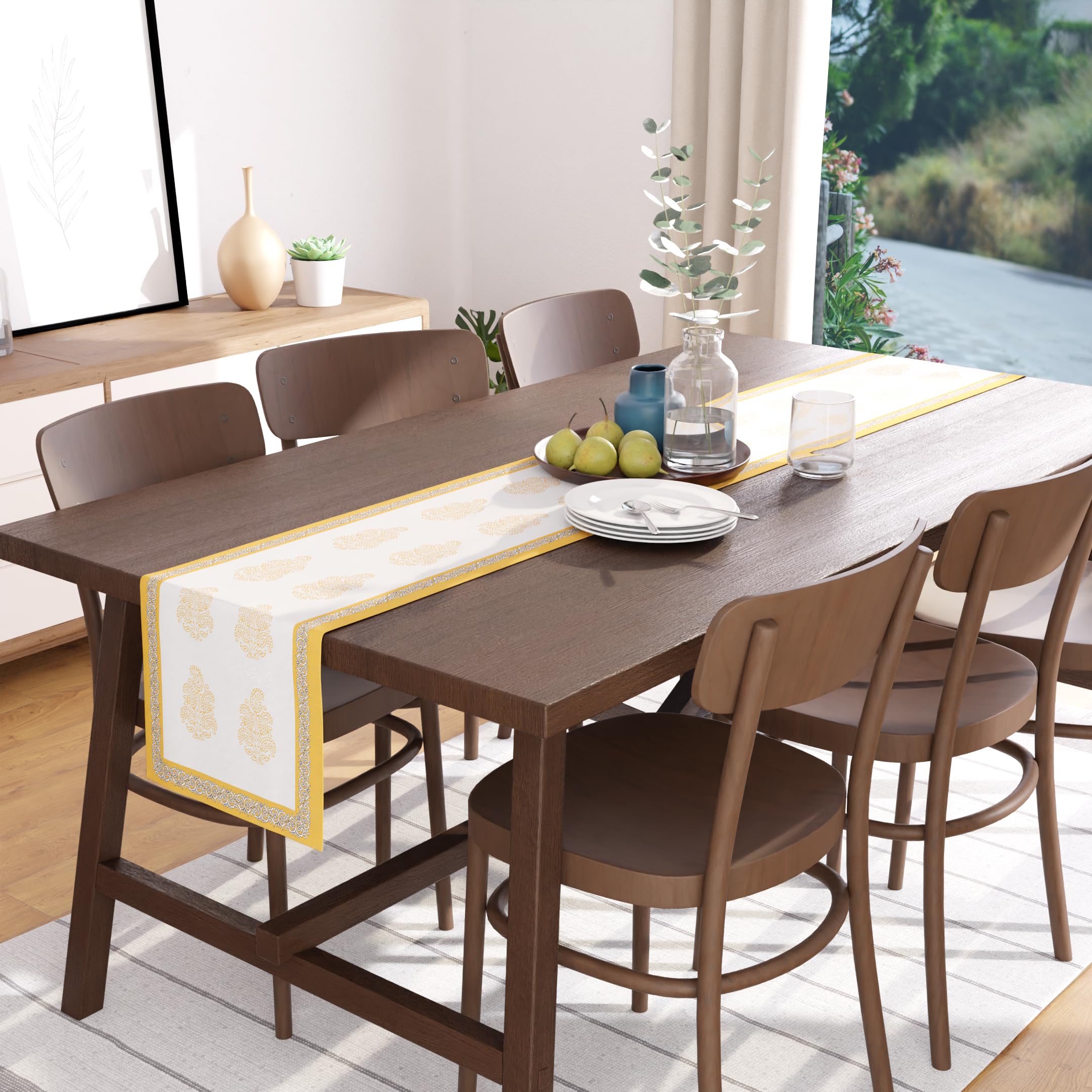 Encasa XO DiningTable Runner, Yellow-01, 32x150 cm - Image 2