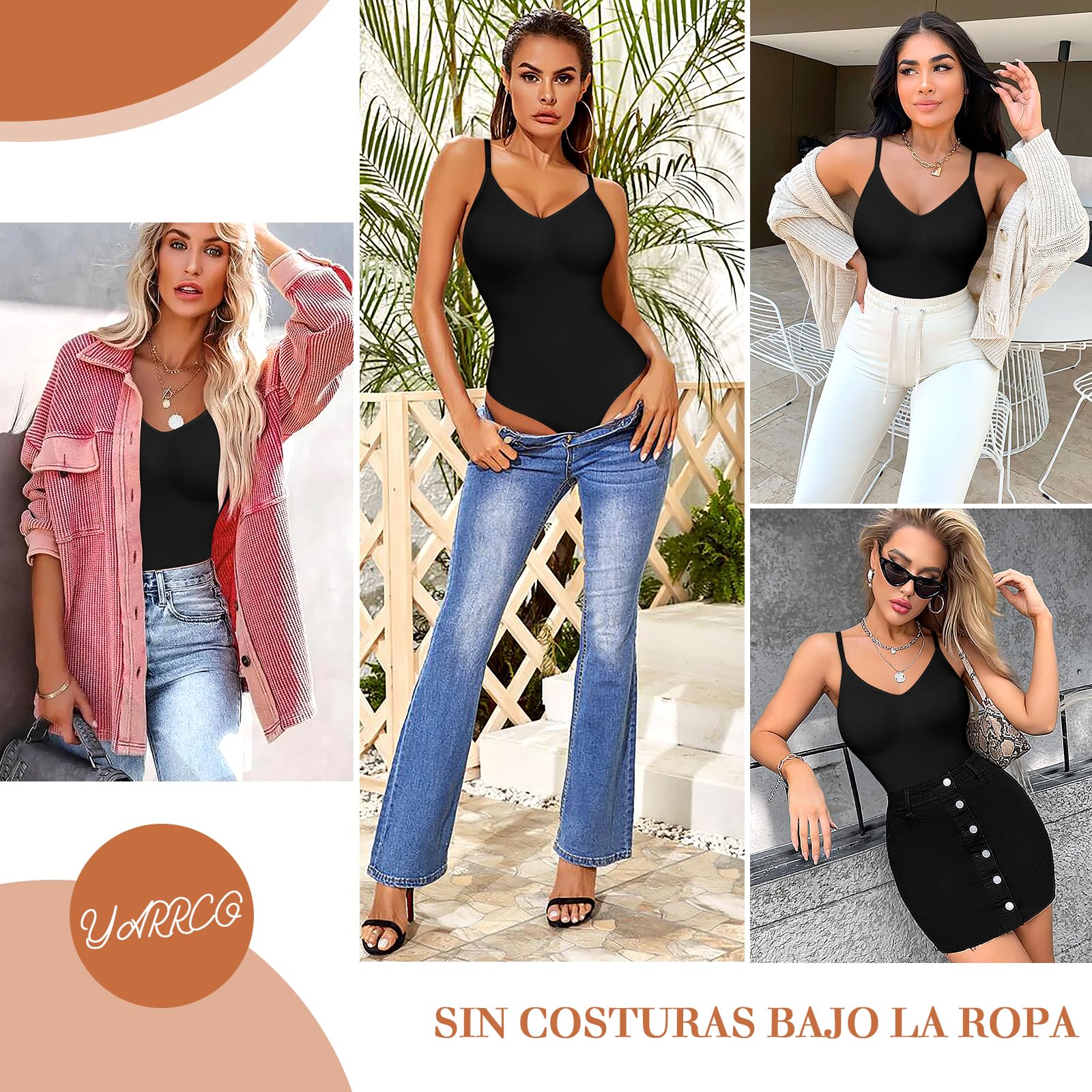 YARRCO Body Moldeador Reductor Mujer Tanga Control de Abdomen Shapewear Bodysuit Invisible Body Shaper Posparto Sin Costuras