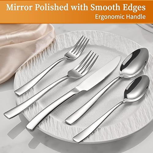 Miniatura 3 de Juego de cubiertos de 40 piezas, cubiertos de acero inoxidable resistente, servicio para 8, juegos de utensilios de grado alimenticio para hogar y