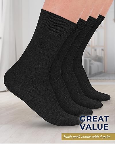 Miniatura 5 de Calcetines de vestir para diabéticos Pembroke para hombre - 4 pares, sin olor, calcetines elegantes para diabéticos para hombres, de trabajo