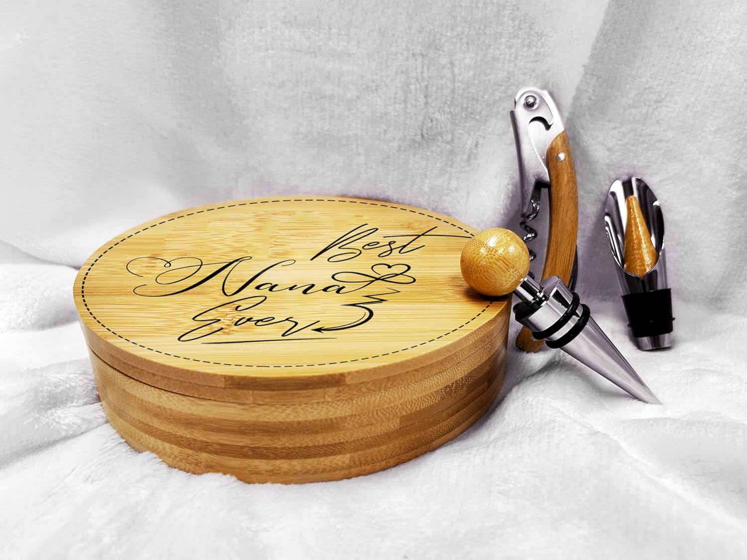 Best Nana Ever Bamboo Wine Bottle Opener Tool Set, Wine Set Gifts for Men, Wine Kit, Wine Tools, Essential Wine Tools, Father's Day Birthday Christmas Gift Idea For Men