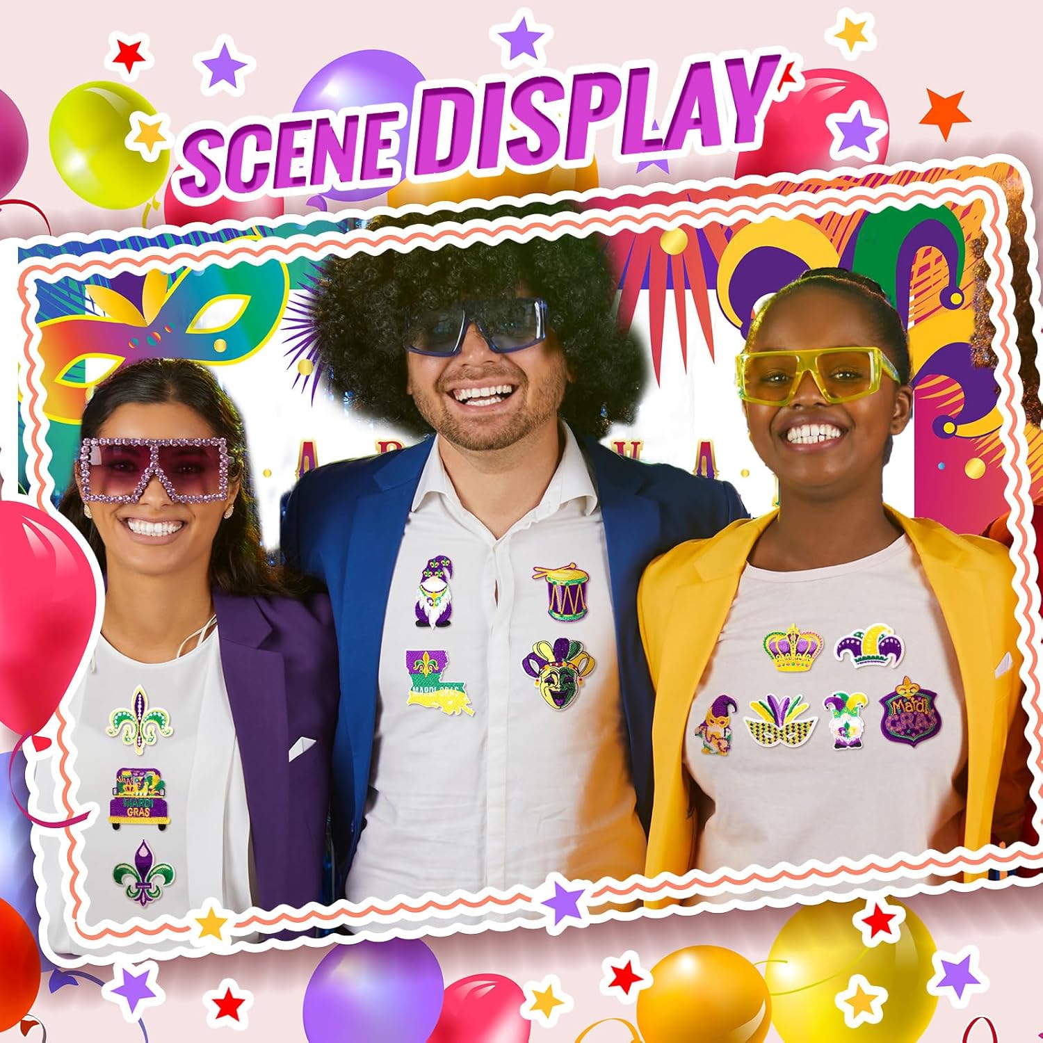 Hotop 48 Pcs Mardi Gras Iron on Patches Carnival Theme Patch Fleur De Lis Mask Crown Sew on Embroidered Applique Repair Patch for Carnival Holiday Jeans Jackets Clothes Backpack Cap DIY Crafts Making - Image 5