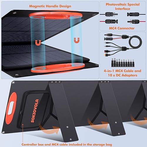 Miniatura 4 de N-Type 16BB 120W Panel solar portátil para EFJackeryBluettiAnker Power Station 25% Cargador de panel solar plegable de alta eficiencia con QC3.0