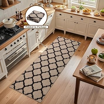 Boho Runner Rugs for Hallway Non Slip 60x180cm, Woven Runner Rugs for Kitchen, Braided Absorbent Long Floor Carpet, Washable Floor Mat for Entryway, Entrance, Bedroom, Hall