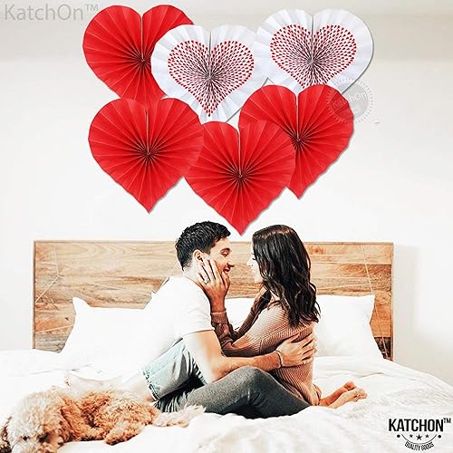 Miniatura 6 de KatchOn Abanicos de papel con forma de corazón, 13 pulgadas, paquete de 6, corazones colgantes para San Valentín, fiesta, aniversario, baby shower,