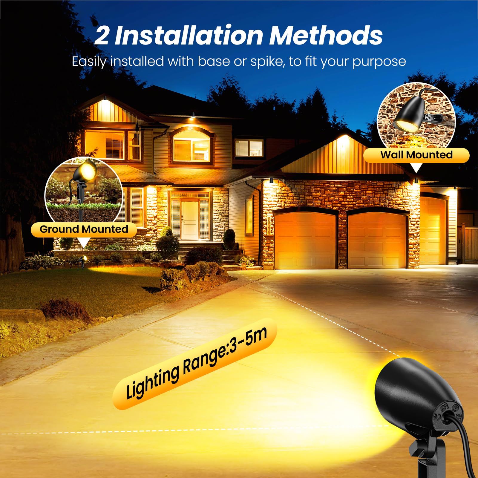 MEIKEE Outdoor Garden Spike Light 20W Warm White 1880LM LED Landscape Spotlights IP66 Waterproof Lawn Light Decorative for Garden Lawn Landscape Patio Yard with 1M Cable - Image 3