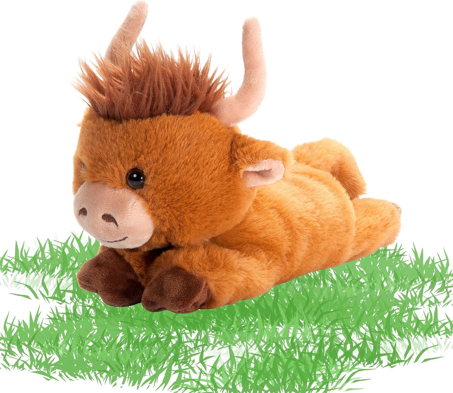 The Petting Zoo Highland Cow Stuffed Animal Plushie Slap Bracelet, Gifts for Kids, Slapstix Wildlife Animals, Brown Highland Cow Plush Toy, 9 inches