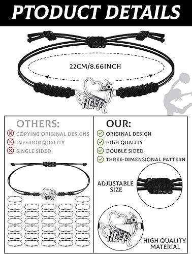 Vista 58 de Rtteri 20 pulseras de animadora para niñas, pulseras ajustables para animadoras, regalos para animadoras, accesorios de joyería a granel Naranja