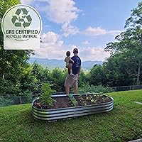 Vista 2 de Kit de cama de jardín elevada galvanizada 8 pies, jardineras de metal grandes ovaladas galvanizadas para exterior, para verduras