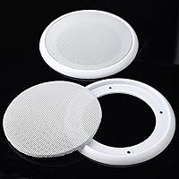 Vista 6 de Facmogu 2 fundas redondas blancas de 4 pulgadas para parrilla, cubiertas universales para bocina de techo/orificios, funda protectora de malla