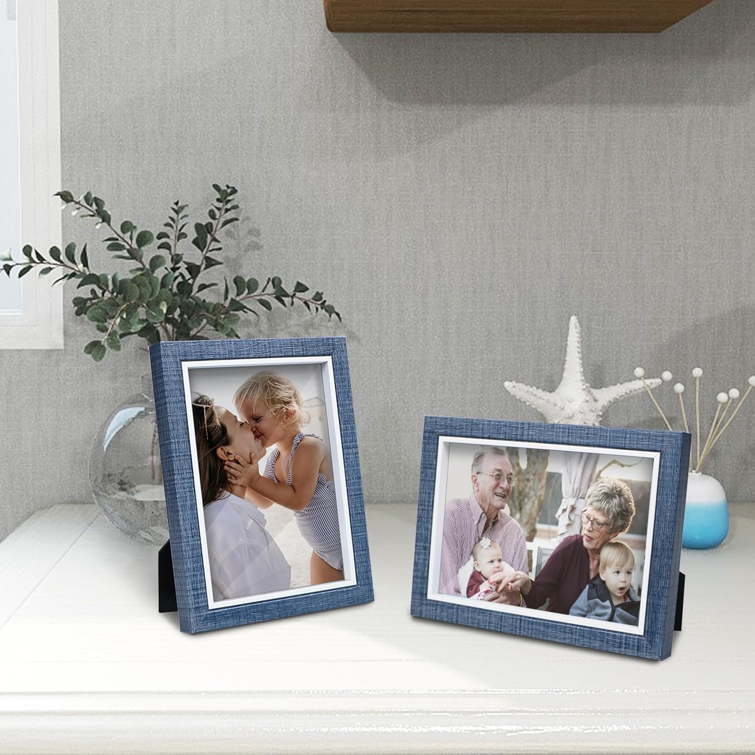 Picture Frames 5x7 Navy Blue Picture Frames Set of 2 for Wall and Tabletop Home Decor Gift for Birthday, Anniversary, Mother's Day - Image 2