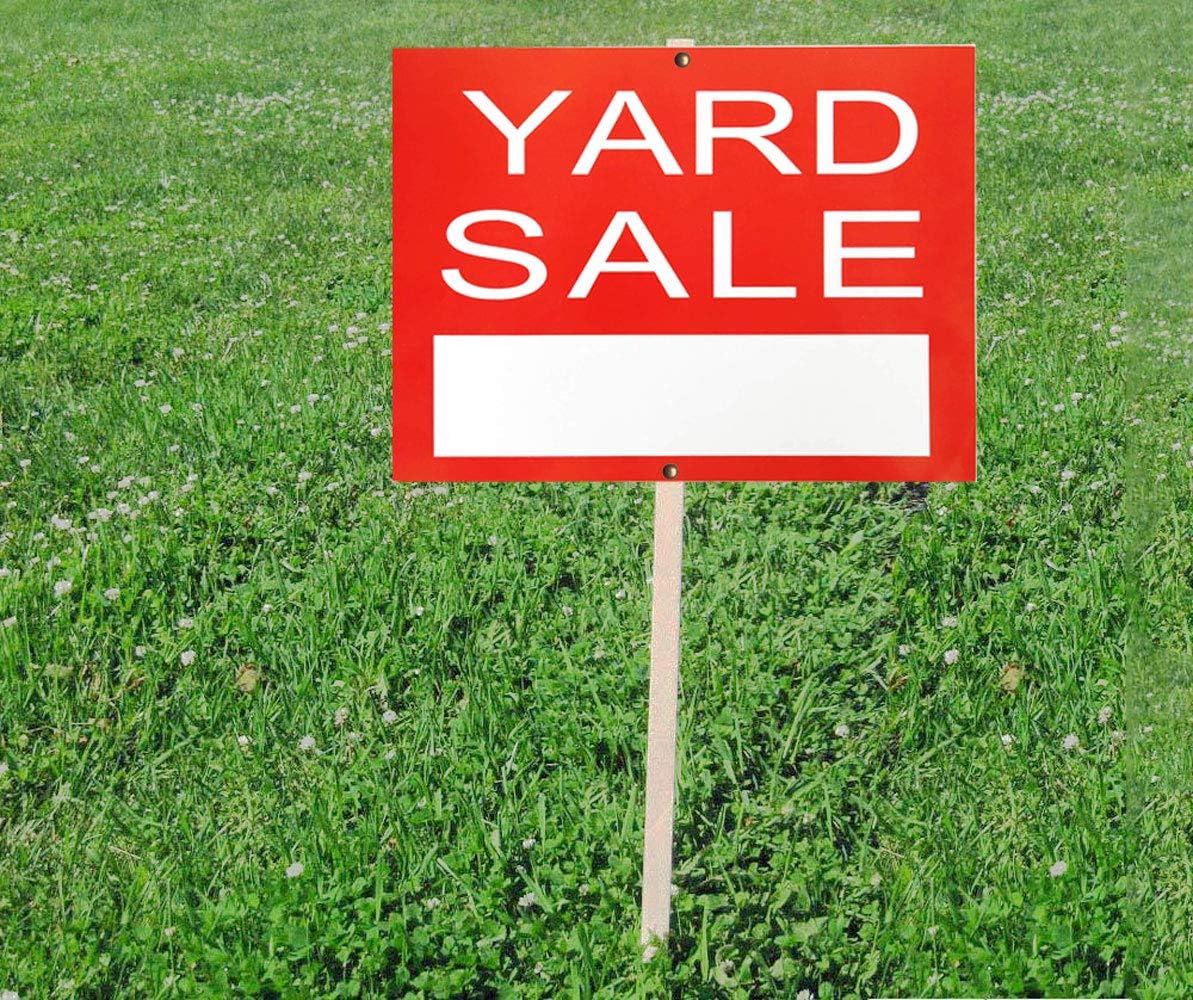 Yard Sale Sign Card -Red Garage Sale Yard Street Signs-Paper Card 9 x 12 inch Store Sale Sign for Holiday Sale Events, Pack of 10