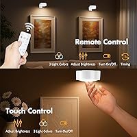 Vista 51 de 3-Pack Picture Lights for Wall, Rechargeable Battery Operated Led Painting Light with Remote Dimmable ＆ Timer, 3 Lighting Modes Magnetic Art Display