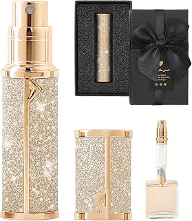 Travel Perfume Bottle Refillable, Sparkle Perfume Atomizer Leak-Proof Portable 5ML Mini Empty Atomizer Sprayer Bottle for Traveling and Outgoing (Golden, 5ML)