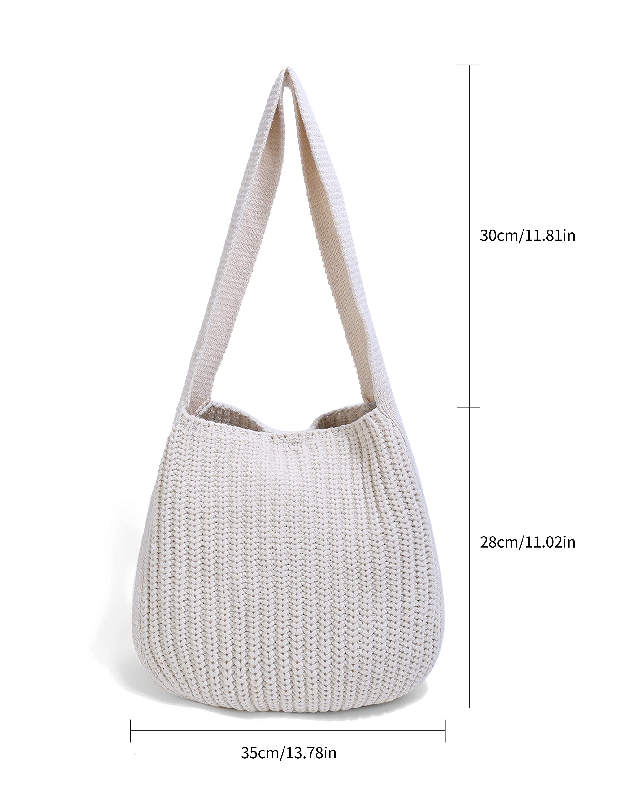 ENBEI Women's Handcrafted Crochet Tote Bag Knit Shoulder bag,All-Season Handwoven Beach Bag, Cute Eco-Friendly Handmade Tote for Shopping, Travel, Daily Use, Gift Box Packaging?White?